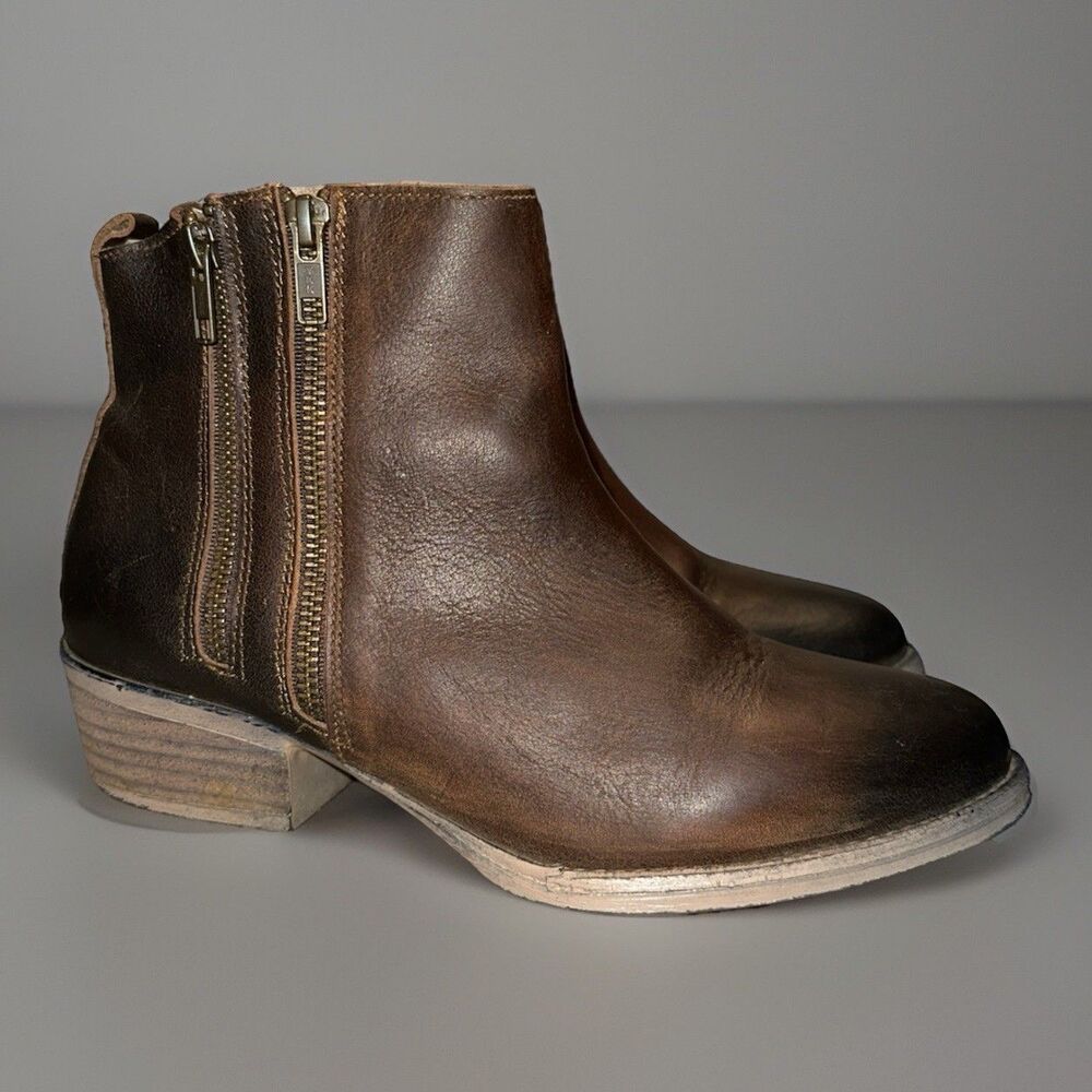 Circle G Burnished Brown Double Zipper Bootie Women's Size 9.5 M 46352